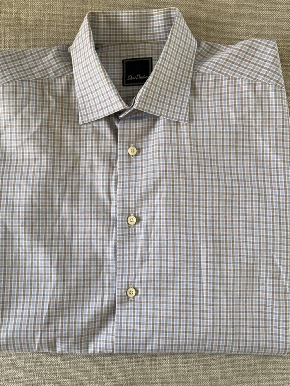David Donahue Essential Spread Collar Dress Shirt Check XL